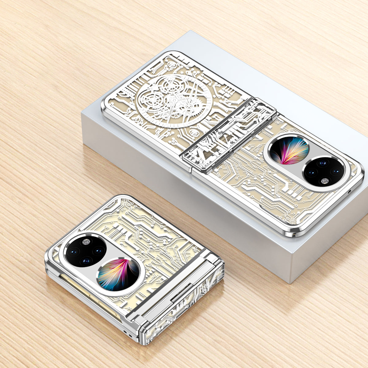 Mechanical Legend Series for Huawei P50 Pocket Hard PC Back Cover Hinde Protection Electroplating Phone Case