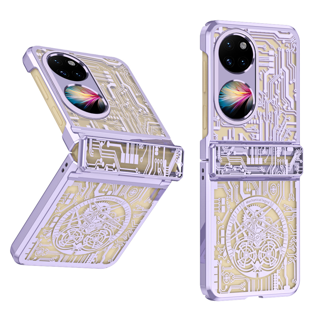 Mechanical Legend Series for Huawei P50 Pocket Hard PC Back Cover Hinde Protection Electroplating Phone Case