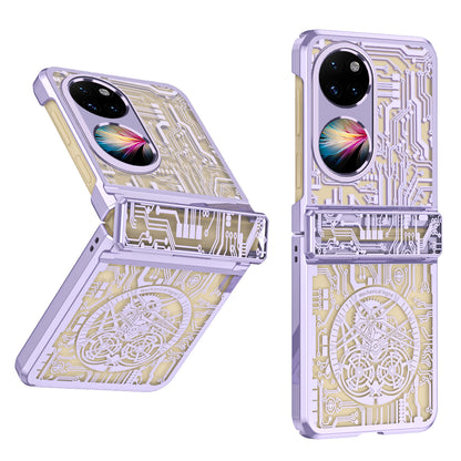 Mechanical Legend Series for Huawei P50 Pocket Hard PC Back Cover Hinde Protection Electroplating Phone Case