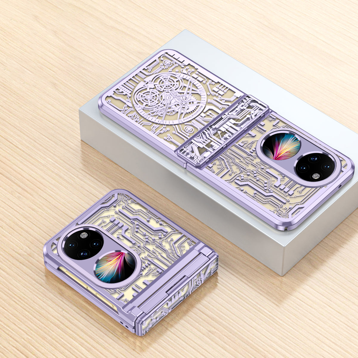 Mechanical Legend Series for Huawei P50 Pocket Hard PC Back Cover Hinde Protection Electroplating Phone Case