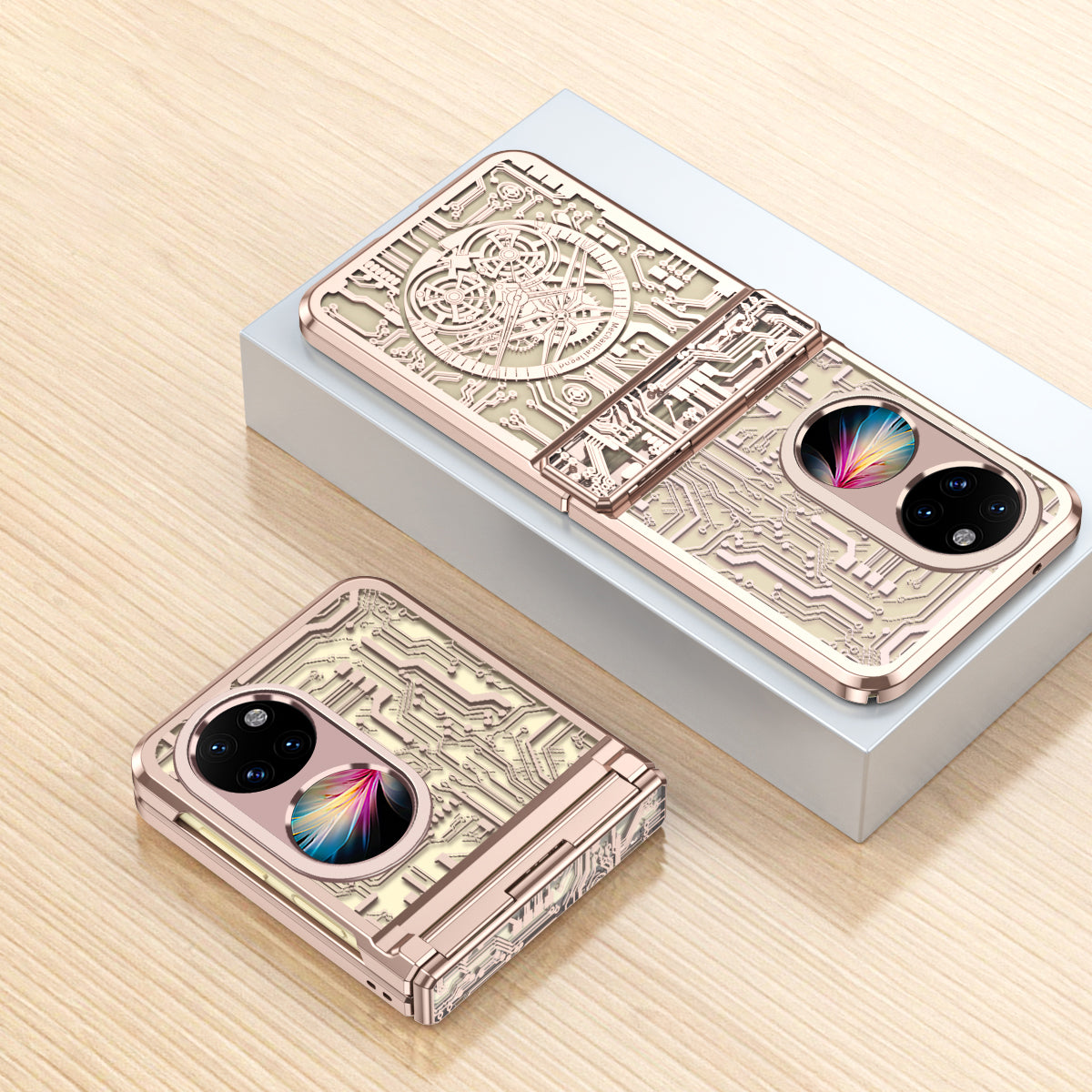 Mechanical Legend Series for Huawei P50 Pocket Hard PC Back Cover Hinde Protection Electroplating Phone Case