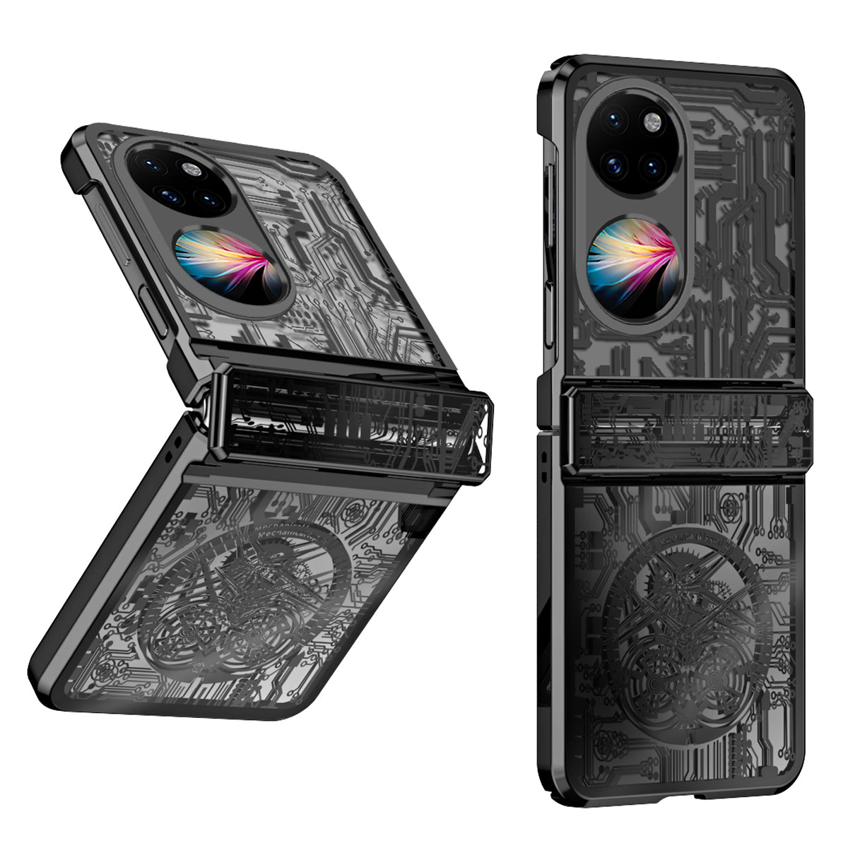Mechanical Legend Series for Huawei P50 Pocket Hard PC Back Cover Hinde Protection Electroplating Phone Case