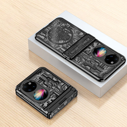 Mechanical Legend Series for Huawei P50 Pocket Hard PC Back Cover Hinde Protection Electroplating Phone Case