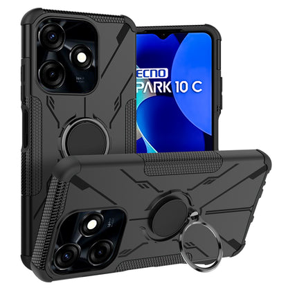 For Tecno Spark 10C 4G / Spark Go 2023 4G Ring Holder Kickstand Case PC+TPU Protective Phone Cover