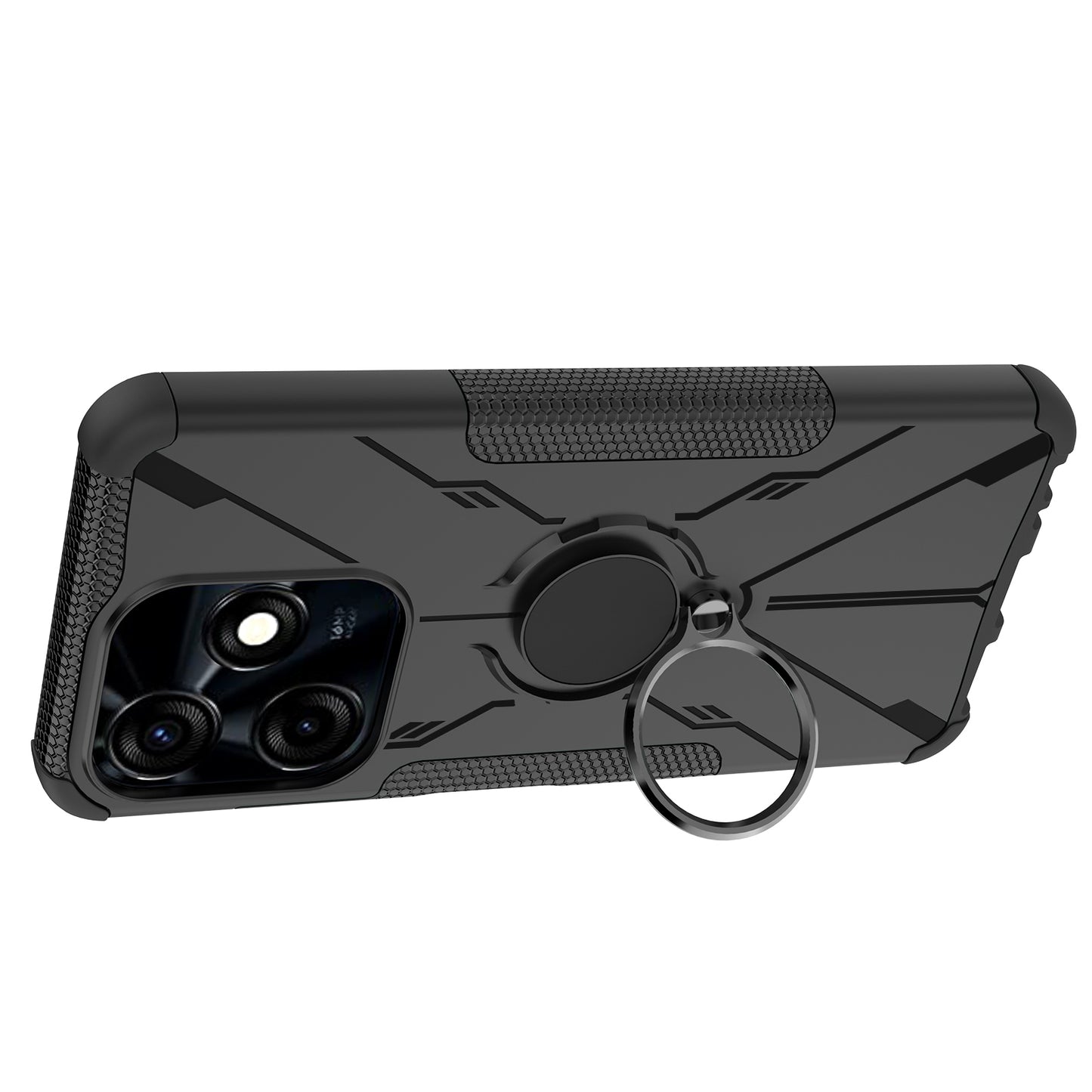 For Tecno Spark 10C 4G / Spark Go 2023 4G Ring Holder Kickstand Case PC+TPU Protective Phone Cover