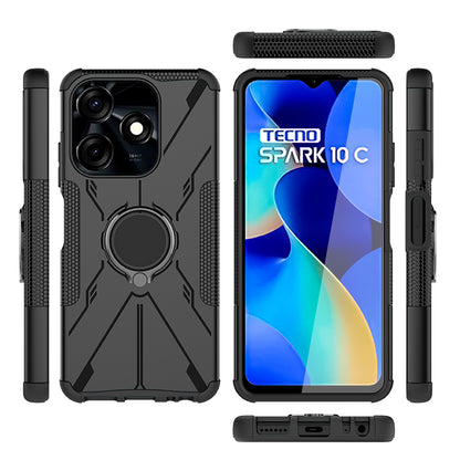 For Tecno Spark 10C 4G / Spark Go 2023 4G Ring Holder Kickstand Case PC+TPU Protective Phone Cover