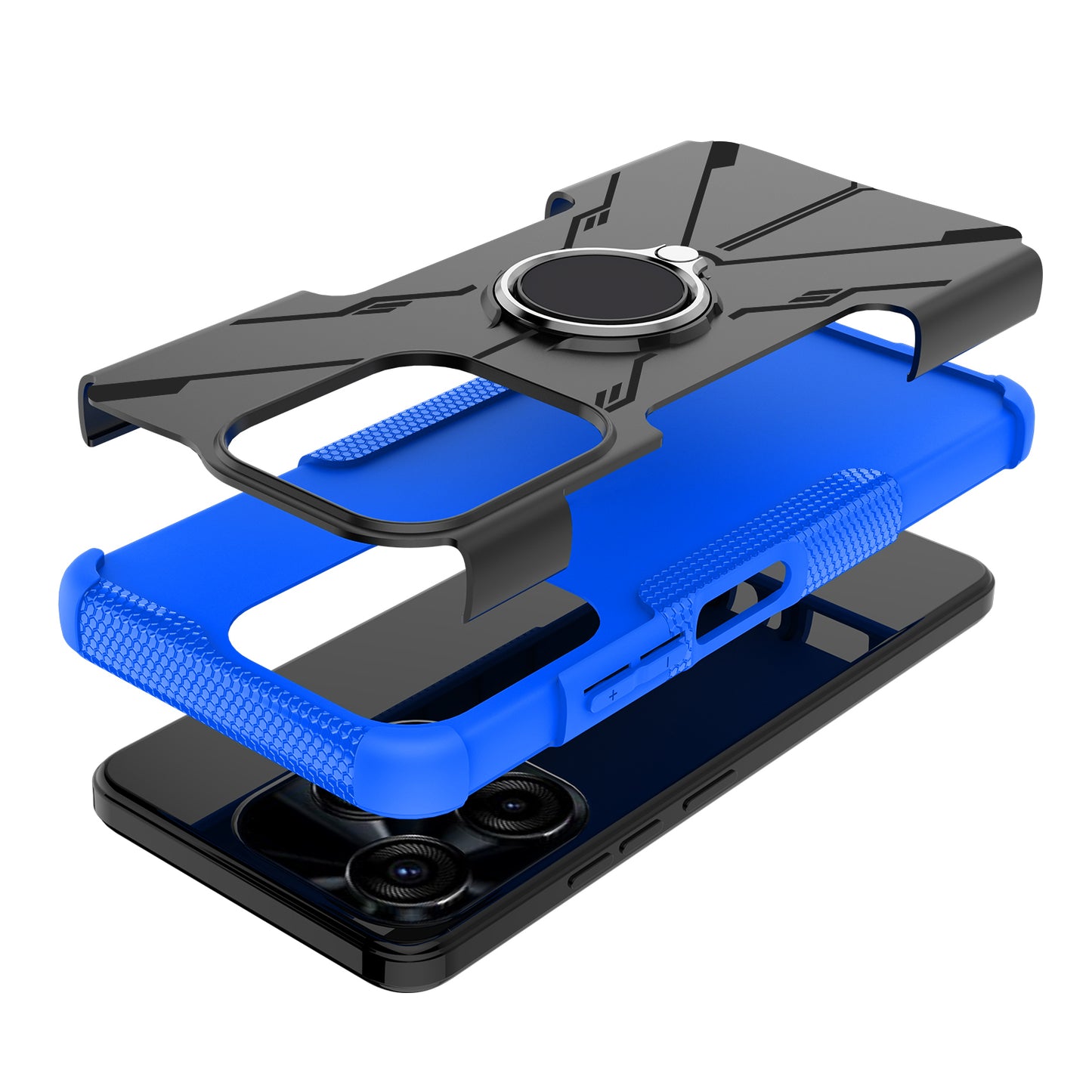 For Tecno Spark 10C 4G / Spark Go 2023 4G Ring Holder Kickstand Case PC+TPU Protective Phone Cover