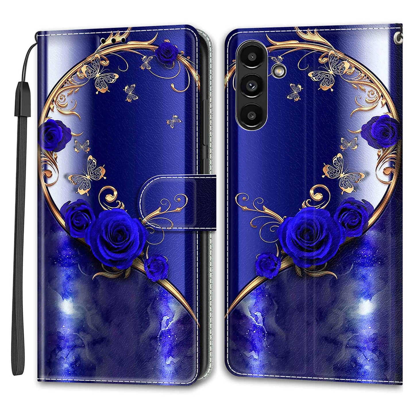 Shockproof Case for Samsung Galaxy A54 5G Card Slots Phone Case Pattern Printed Leather Flip Cover with Stand, Strap