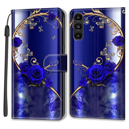 Shockproof Case for Samsung Galaxy A54 5G Card Slots Phone Case Pattern Printed Leather Flip Cover with Stand, Strap