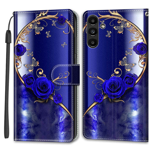 Shockproof Case for Samsung Galaxy A54 5G Card Slots Phone Case Pattern Printed Leather Flip Cover with Stand, Strap