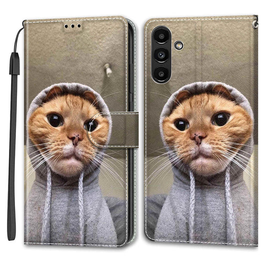 Shockproof Case for Samsung Galaxy A54 5G Card Slots Phone Case Pattern Printed Leather Flip Cover with Stand, Strap