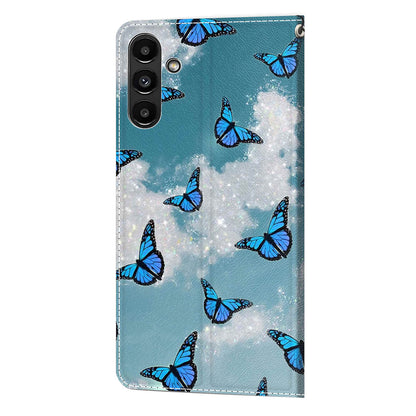 Shockproof Case for Samsung Galaxy A54 5G Card Slots Phone Case Pattern Printed Leather Flip Cover with Stand, Strap