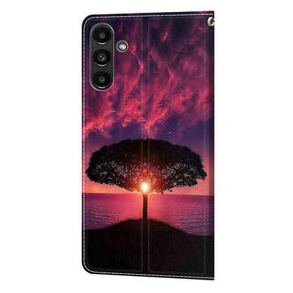 Shockproof Case for Samsung Galaxy A54 5G Card Slots Phone Case Pattern Printed Leather Flip Cover with Stand, Strap