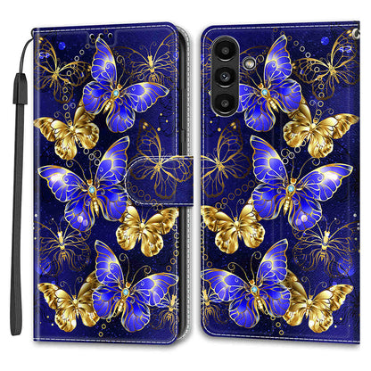 Shockproof Case for Samsung Galaxy A54 5G Card Slots Phone Case Pattern Printed Leather Flip Cover with Stand, Strap