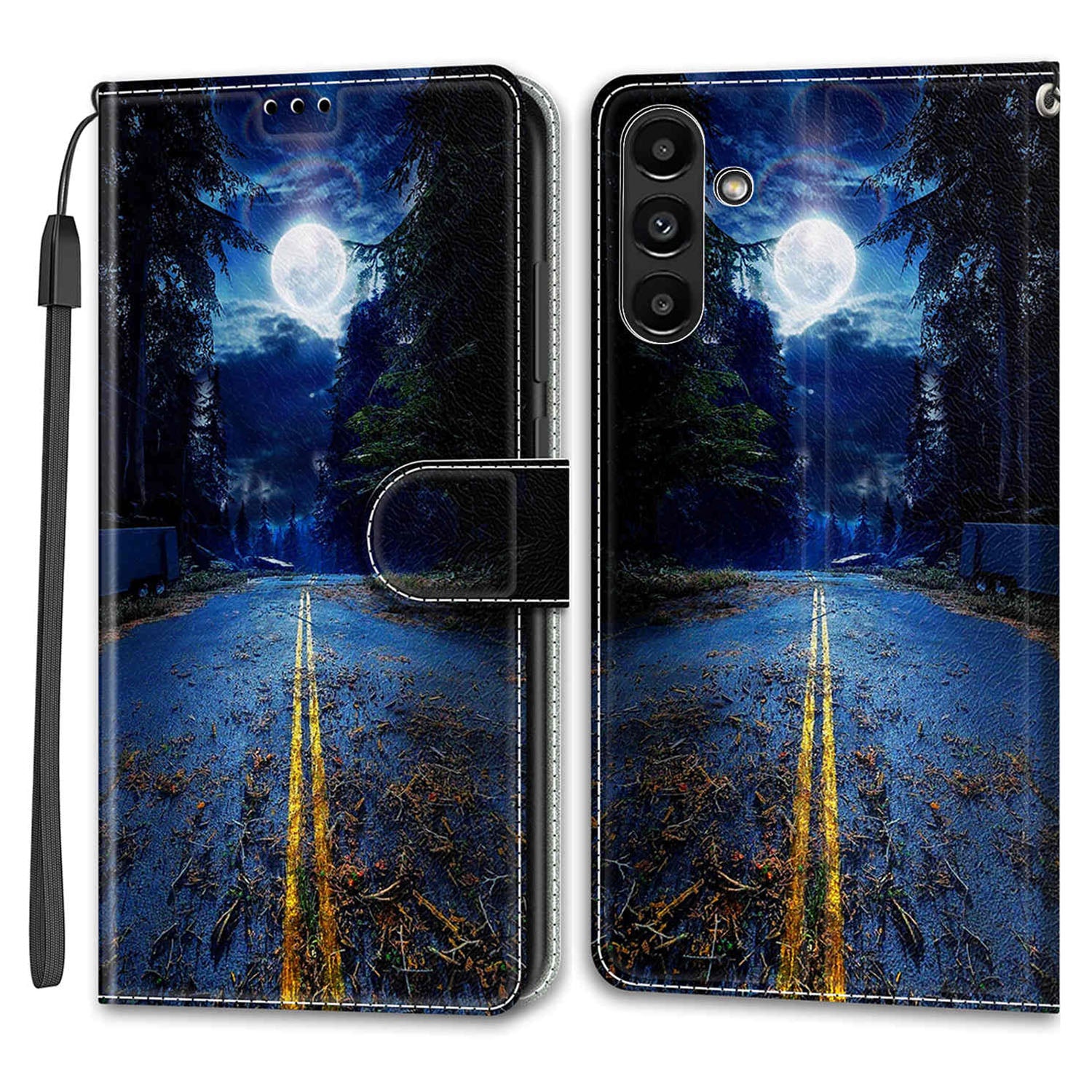 Shockproof Case for Samsung Galaxy A54 5G Card Slots Phone Case Pattern Printed Leather Flip Cover with Stand, Strap