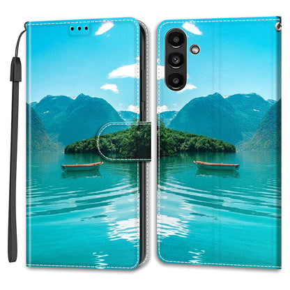 Shockproof Case for Samsung Galaxy A54 5G Card Slots Phone Case Pattern Printed Leather Flip Cover with Stand, Strap