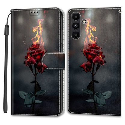 Shockproof Case for Samsung Galaxy A54 5G Card Slots Phone Case Pattern Printed Leather Flip Cover with Stand, Strap