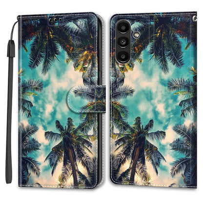 Shockproof Case for Samsung Galaxy A54 5G Card Slots Phone Case Pattern Printed Leather Flip Cover with Stand, Strap