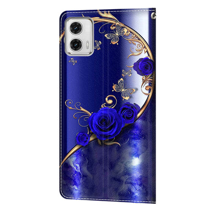 Card Slots Phone Case for Motorola Moto G73 5G Pattern Printed Leather Flip Phone Cover with Stand, Strap