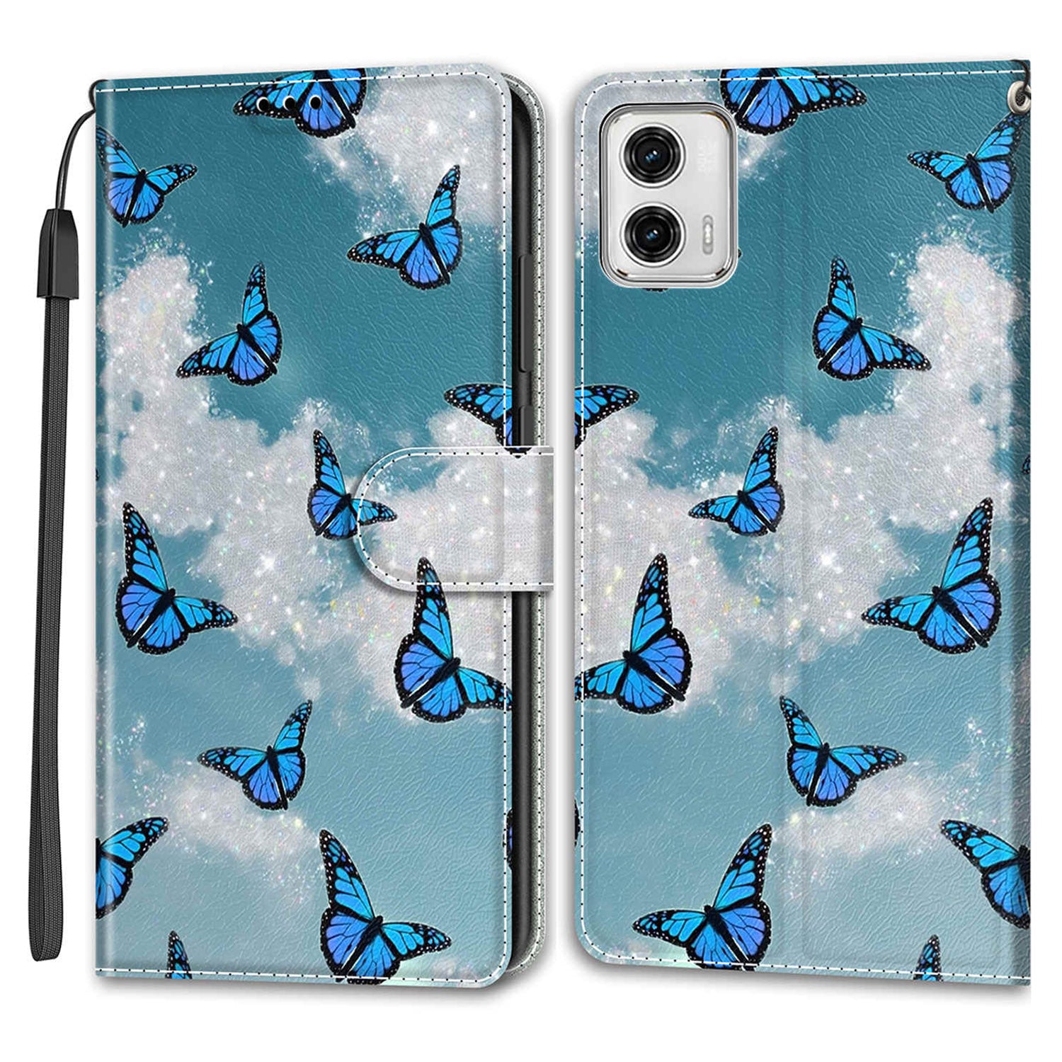 Card Slots Phone Case for Motorola Moto G73 5G Pattern Printed Leather Flip Phone Cover with Stand, Strap