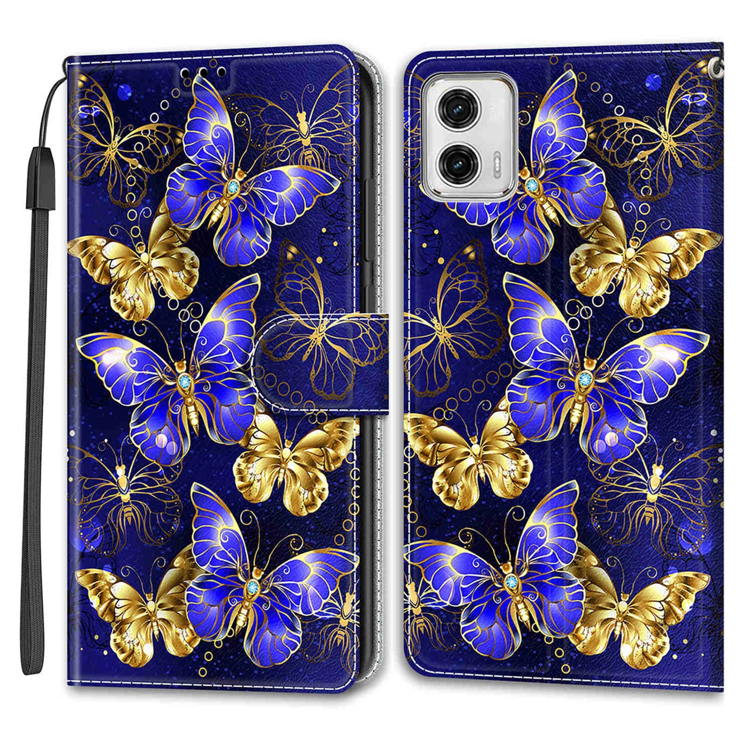 Card Slots Phone Case for Motorola Moto G73 5G Pattern Printed Leather Flip Phone Cover with Stand, Strap