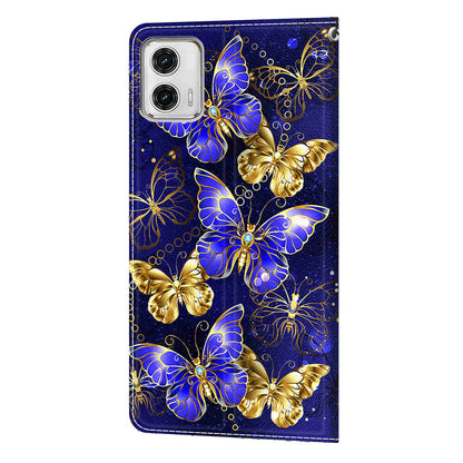 Card Slots Phone Case for Motorola Moto G73 5G Pattern Printed Leather Flip Phone Cover with Stand, Strap