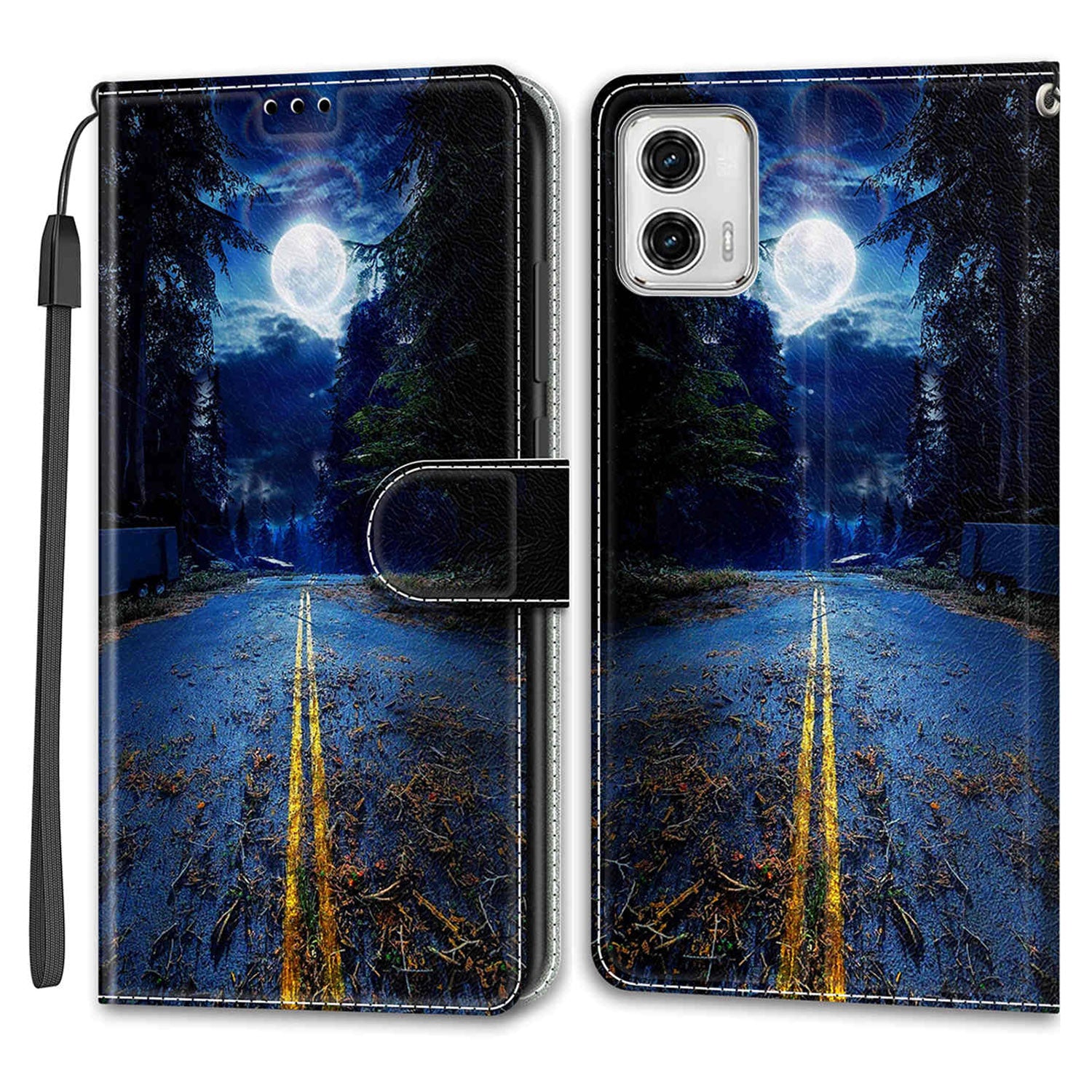 Card Slots Phone Case for Motorola Moto G73 5G Pattern Printed Leather Flip Phone Cover with Stand, Strap