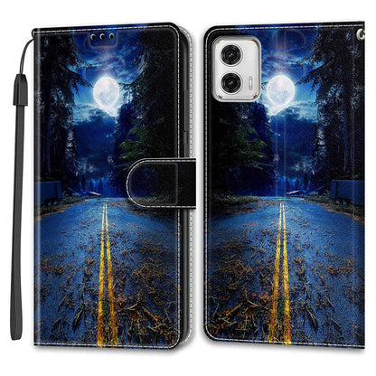 Card Slots Phone Case for Motorola Moto G73 5G Pattern Printed Leather Flip Phone Cover with Stand, Strap