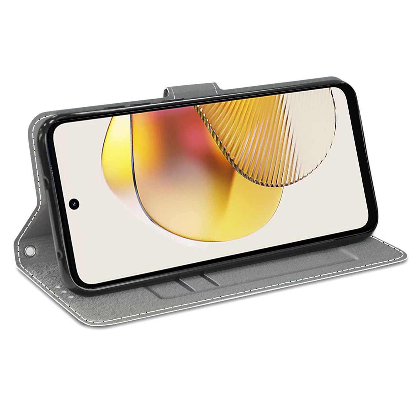 Card Slots Phone Case for Motorola Moto G73 5G Pattern Printed Leather Flip Phone Cover with Stand, Strap