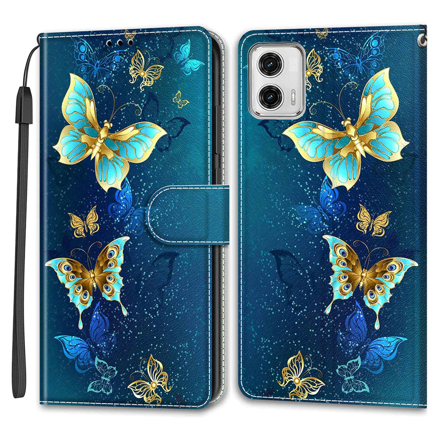 Card Slots Phone Case for Motorola Moto G73 5G Pattern Printed Leather Flip Phone Cover with Stand, Strap