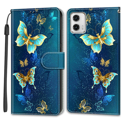 Card Slots Phone Case for Motorola Moto G73 5G Pattern Printed Leather Flip Phone Cover with Stand, Strap