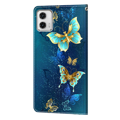 Card Slots Phone Case for Motorola Moto G73 5G Pattern Printed Leather Flip Phone Cover with Stand, Strap