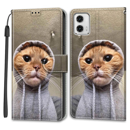 Card Slots Phone Case for Motorola Moto G73 5G Pattern Printed Leather Flip Phone Cover with Stand, Strap