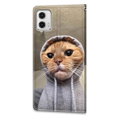 Card Slots Phone Case for Motorola Moto G73 5G Pattern Printed Leather Flip Phone Cover with Stand, Strap