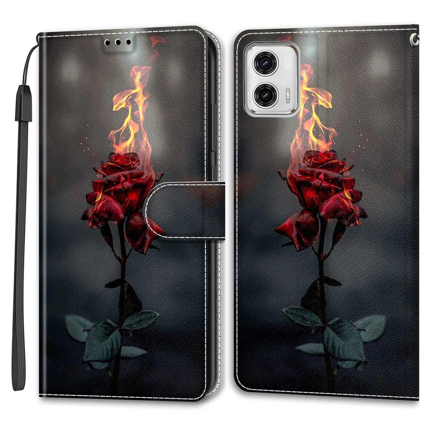 Card Slots Phone Case for Motorola Moto G73 5G Pattern Printed Leather Flip Phone Cover with Stand, Strap