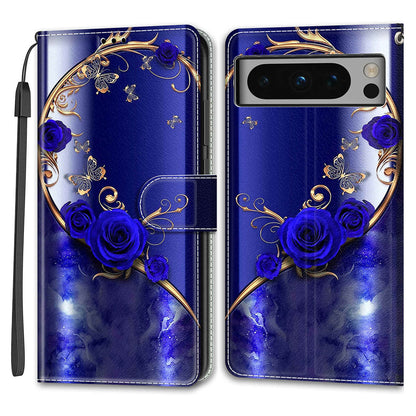 Pattern Printed Phone Case for Google Pixel 8 Pro Anti-Drop Leather Flip Cover with Stand, Card Slots
