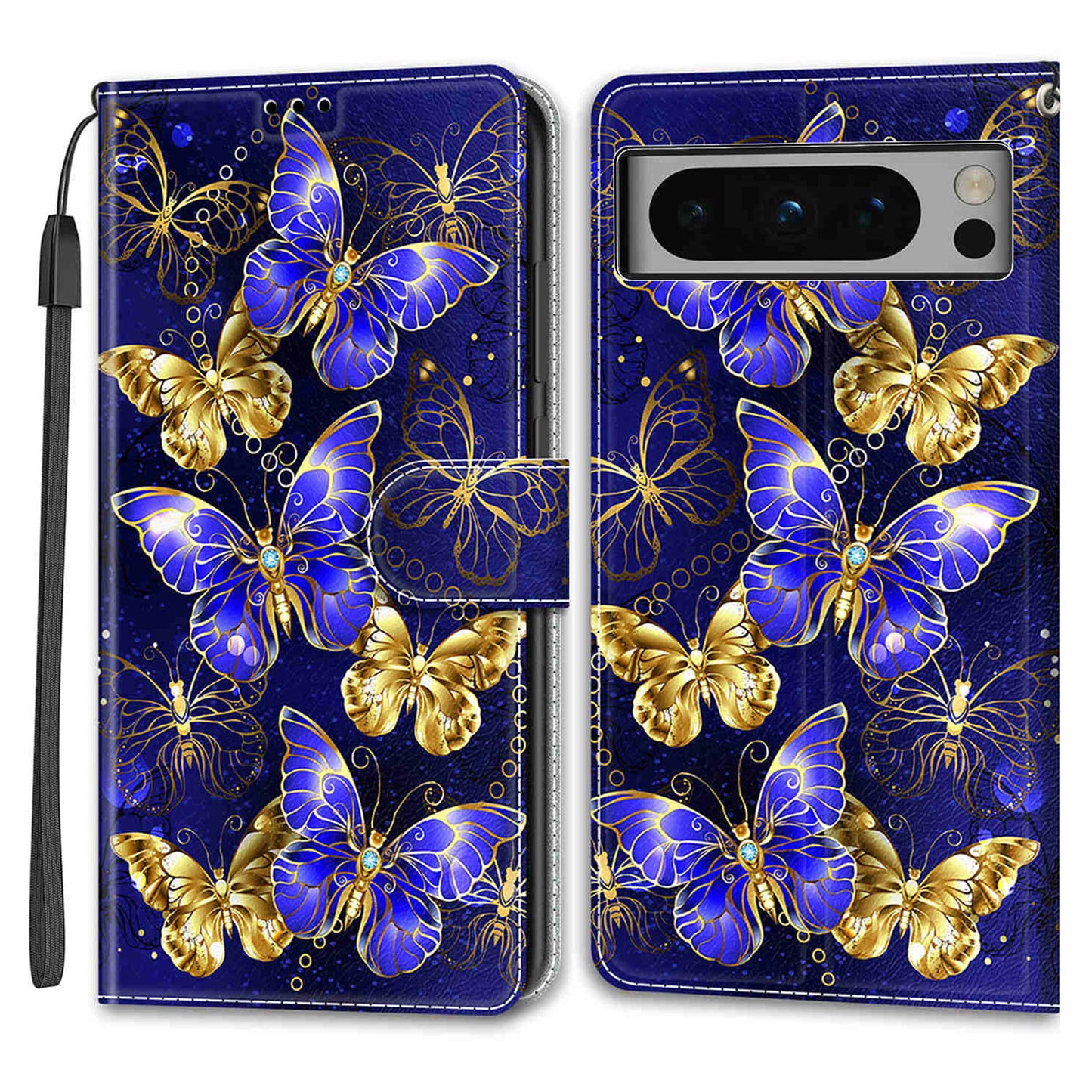 Pattern Printed Phone Case for Google Pixel 8 Pro Anti-Drop Leather Flip Cover with Stand, Card Slots