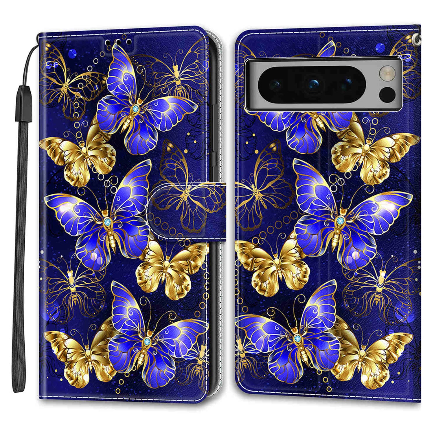 Pattern Printed Phone Case for Google Pixel 8 Pro Anti-Drop Leather Flip Cover with Stand, Card Slots