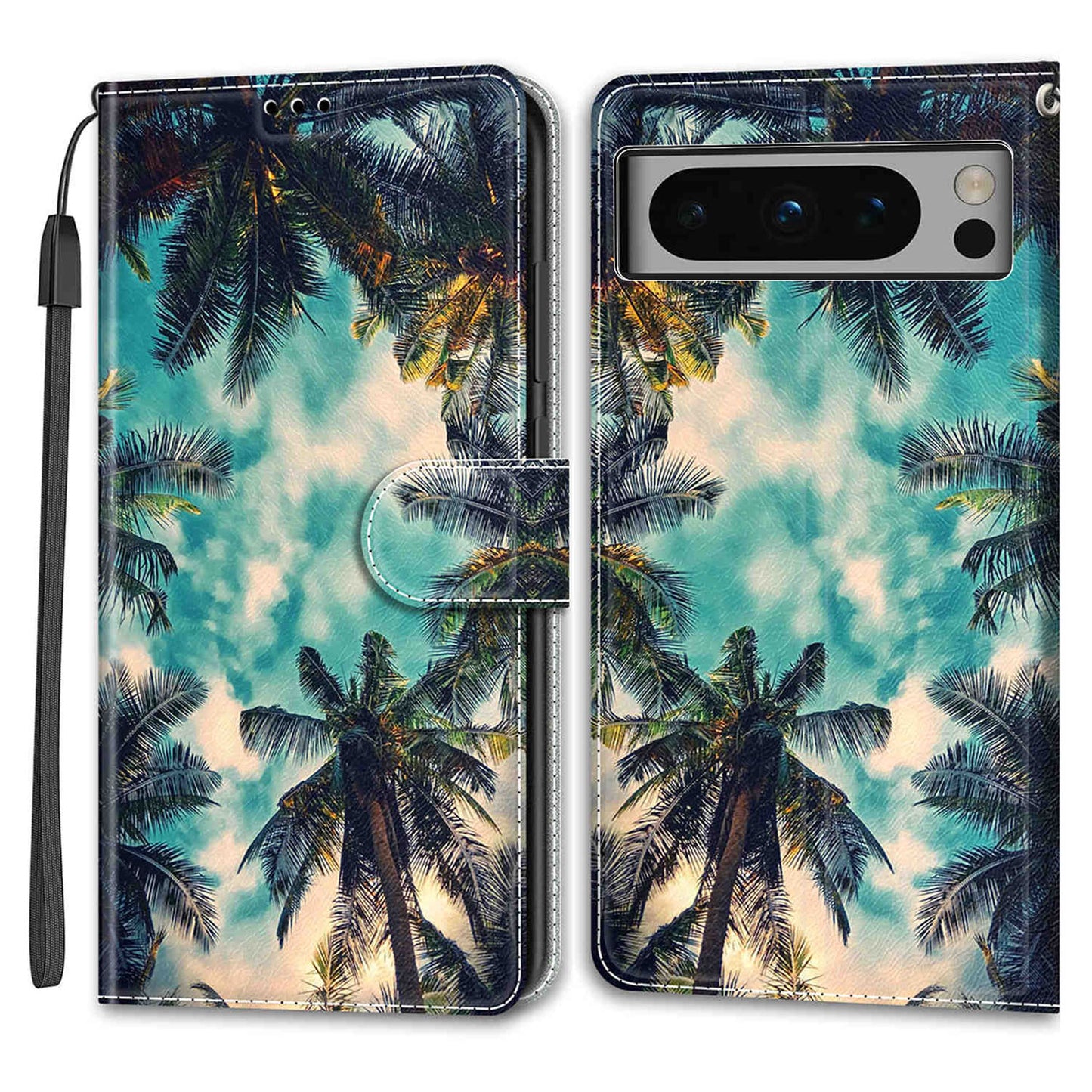 Pattern Printed Phone Case for Google Pixel 8 Pro Anti-Drop Leather Flip Cover with Stand, Card Slots