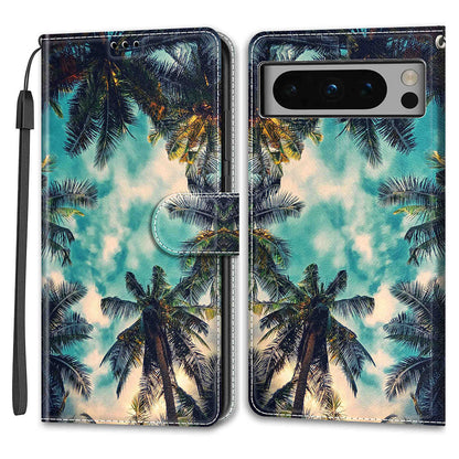 Pattern Printed Phone Case for Google Pixel 8 Pro Anti-Drop Leather Flip Cover with Stand, Card Slots