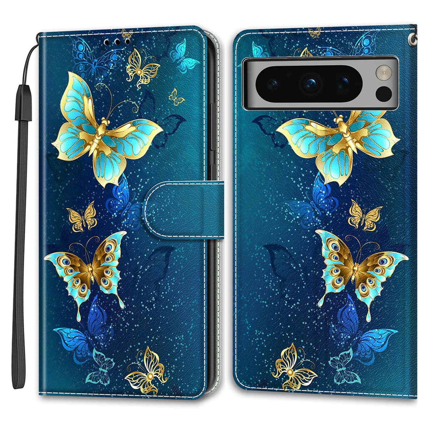 Pattern Printed Phone Case for Google Pixel 8 Pro Anti-Drop Leather Flip Cover with Stand, Card Slots