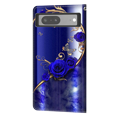 Card Slots Leather Case for Google Pixel 7 5G Pattern Printed Stand Phone Cover with Strap