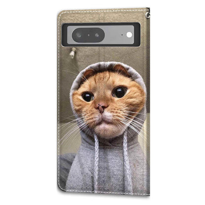 Card Slots Leather Case for Google Pixel 7 5G Pattern Printed Stand Phone Cover with Strap