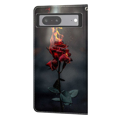 Card Slots Leather Case for Google Pixel 7 5G Pattern Printed Stand Phone Cover with Strap