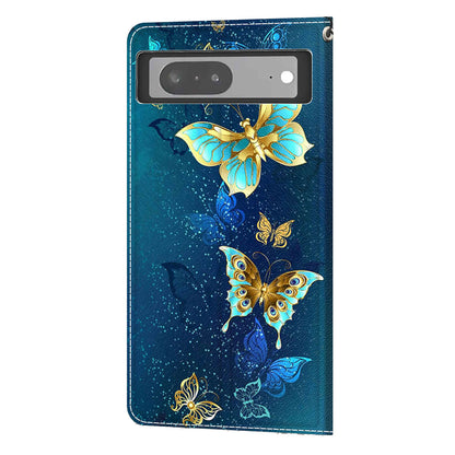 Card Slots Leather Case for Google Pixel 7 5G Pattern Printed Stand Phone Cover with Strap