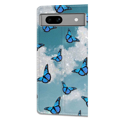 For Google Pixel 7a PU Leather Pattern Printing Case Card Slots Stand Phone Cover with Strap