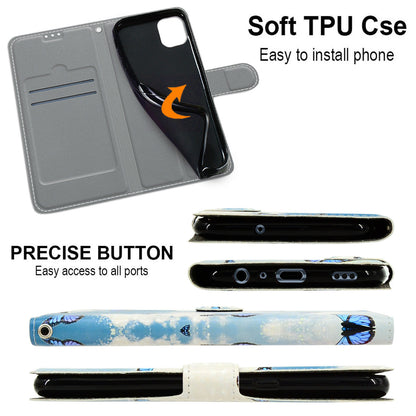 For Google Pixel 7a PU Leather Pattern Printing Case Card Slots Stand Phone Cover with Strap