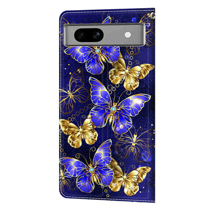 For Google Pixel 7a PU Leather Pattern Printing Case Card Slots Stand Phone Cover with Strap