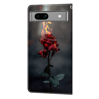 For Google Pixel 7a PU Leather Pattern Printing Case Card Slots Stand Phone Cover with Strap