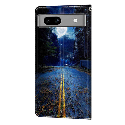 For Google Pixel 7a PU Leather Pattern Printing Case Card Slots Stand Phone Cover with Strap